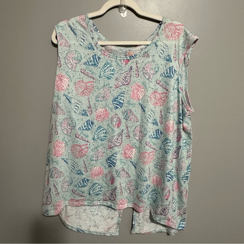 Sun Bay Women's Tank Top Size XL Seashell Beach Coastal Blue
